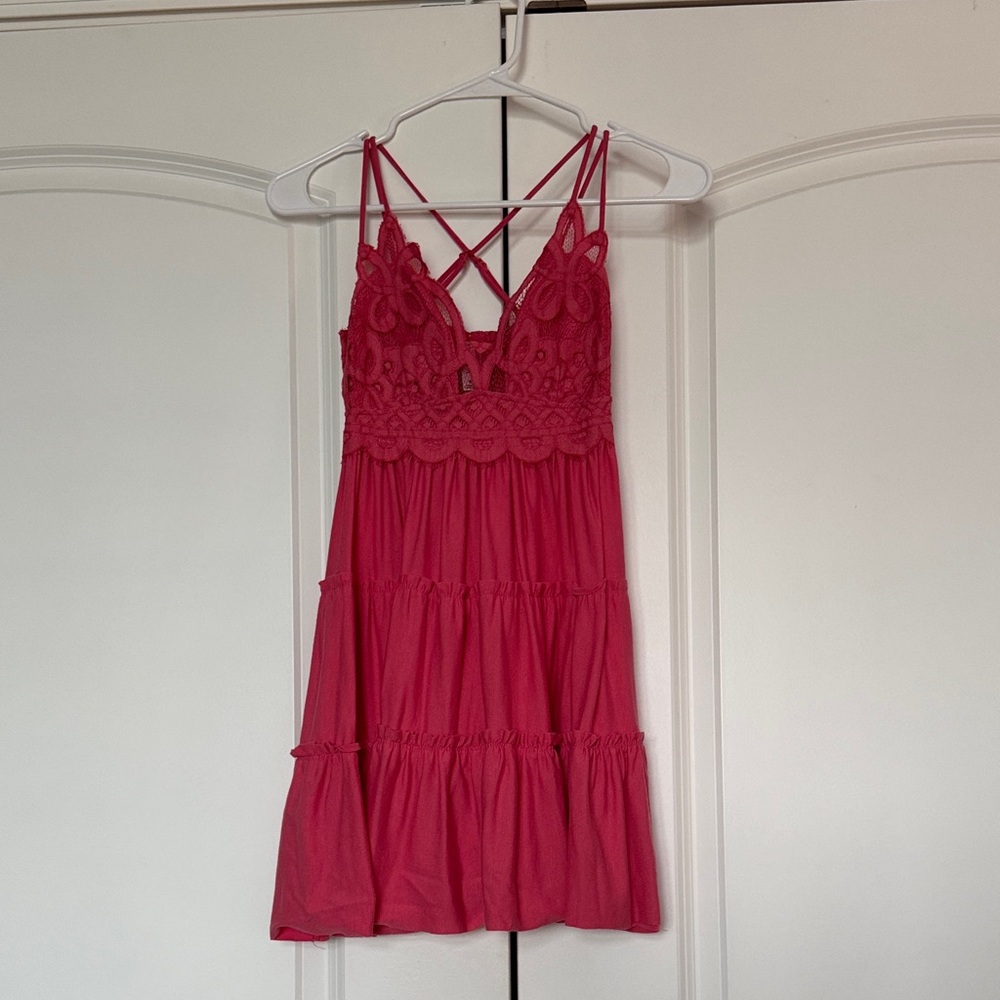 Pink Zenana Lace Strappy Dress